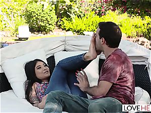 foot obsession outdoors vignette with cute Brenna Sparks
