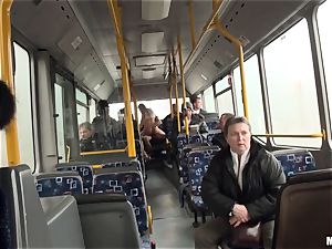 Lindsey Olsen romps her man on a public bus